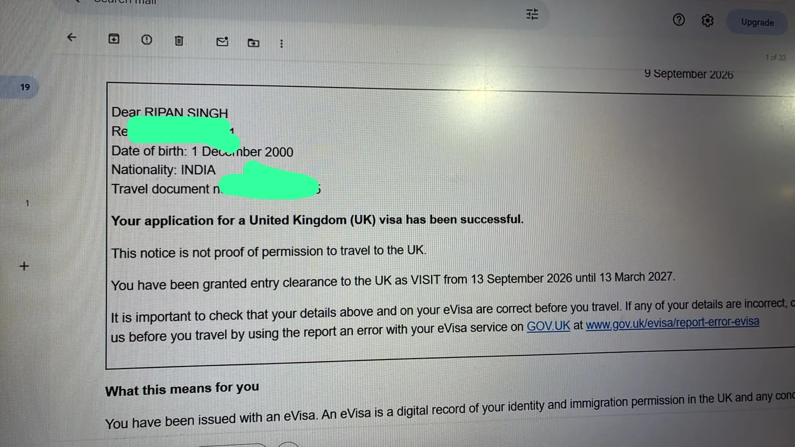 Ripan Singh — UK TOURIST VISA approved